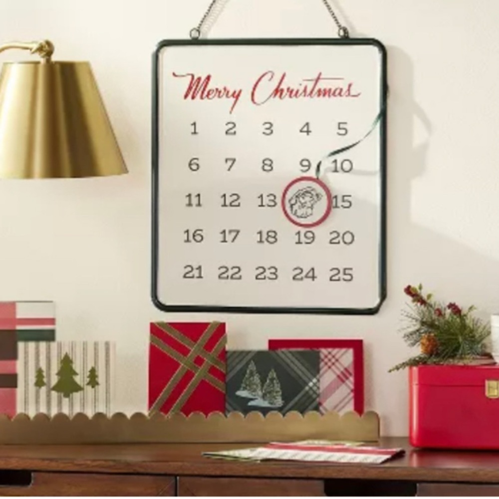 Hearth & Hand Festive Cream Metal "Merry Christmas" Countdown Advent Calendar
